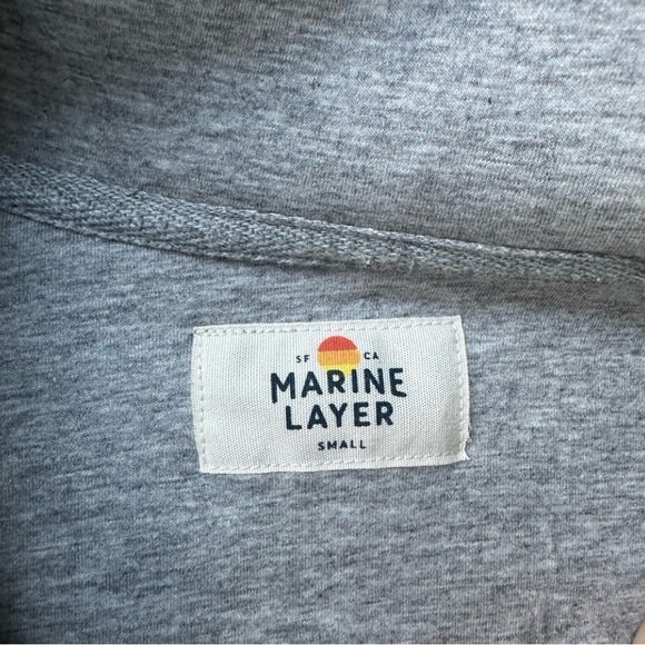 Marine Layer Sherpa Fleece Quarter Zip Pullover Gray Small Cozy Plush - Picture 3 of 3